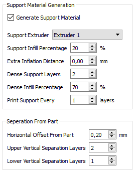 Paramètres des Supports dans Simplify3D